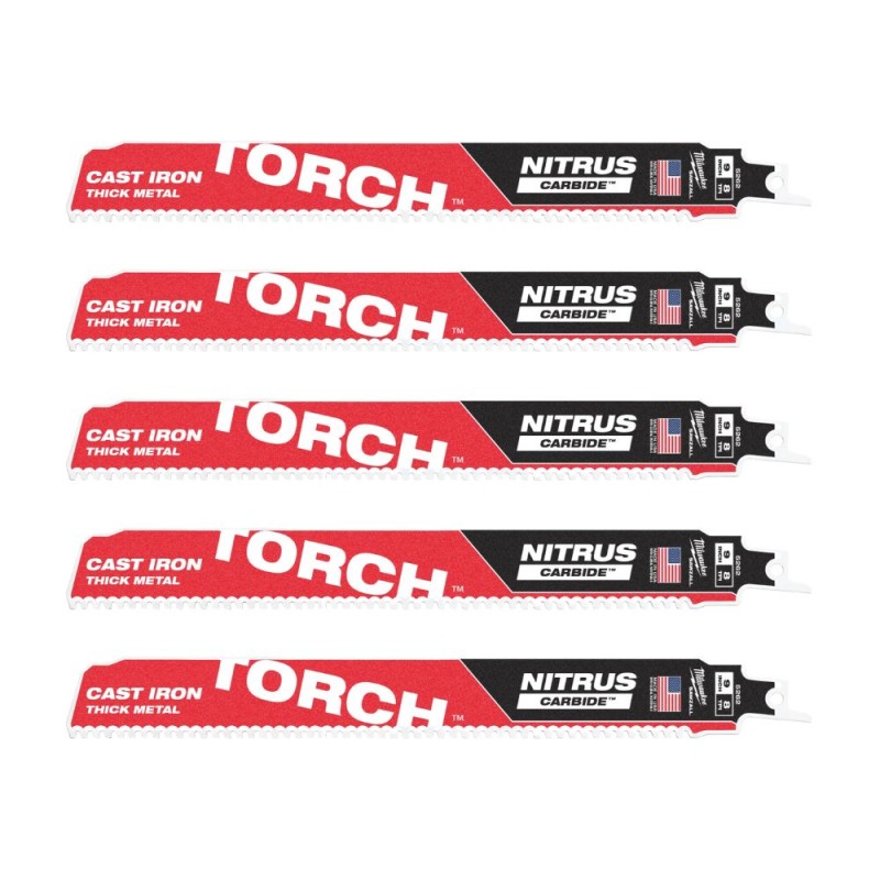 Pjūkleliai karbidiniais dantimis MILWAUKEE TCT Torch Nitrus 230mm 8tpi, 5vnt. 1