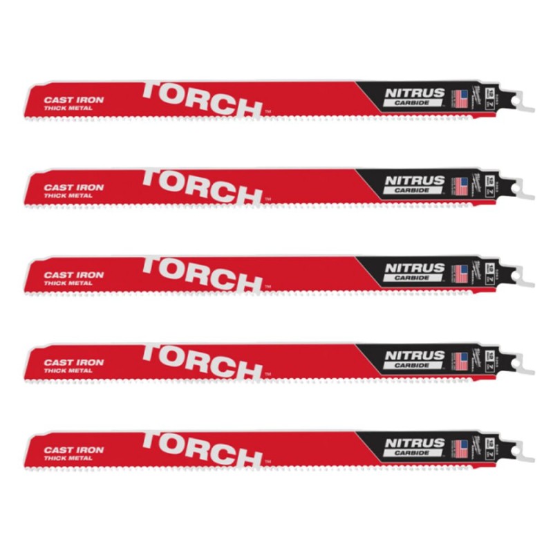 Pjūkleliai karbidiniais dantimis MILWAUKEE TCT Torch Nitrus 300mm 8tpi, 5vnt. 1