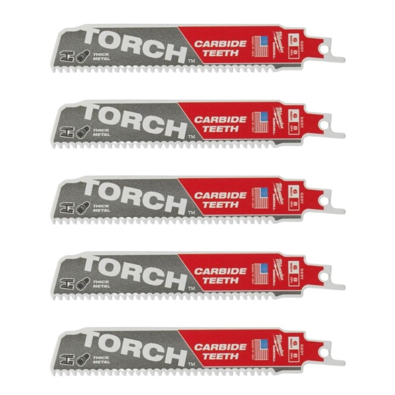 Pjūkleliai karbidiniais dantimis MILWAUKEE TCT Torch 150mm 8tpi, 5vnt. 1
