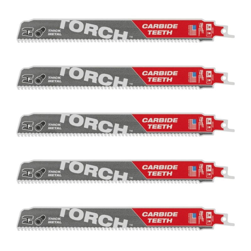 Pjūkleliai karbidiniais dantimis MILWAUKEE TCT Torch 230mm 8tpi, 5vnt. 1