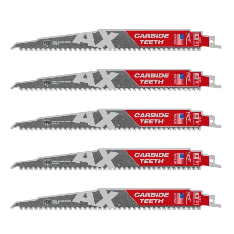 Pjūkleliai karbidiniais dantimis MILWAUKEE TCT AX 230mm 5tpi, 5vnt. 1