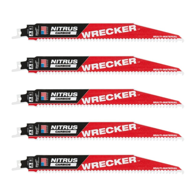 Pjūkleliai karbidiniais dantimis MILWAUKEE Wrecker Nitrus 230mm 6tpi, 5vnt. 1