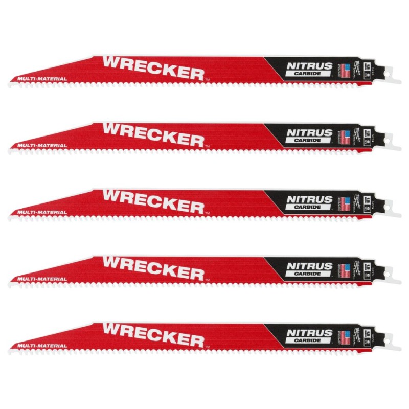 Pjūkleliai karbidiniais dantimis MILWAUKEE Wrecker Nitrus 300mm 6tpi, 5vnt. 1 Pjūkleliai karbidiniais dantimis MILWAUKEE Wrecker Nitrus 300mm 6tpi, 5vnt. 1
