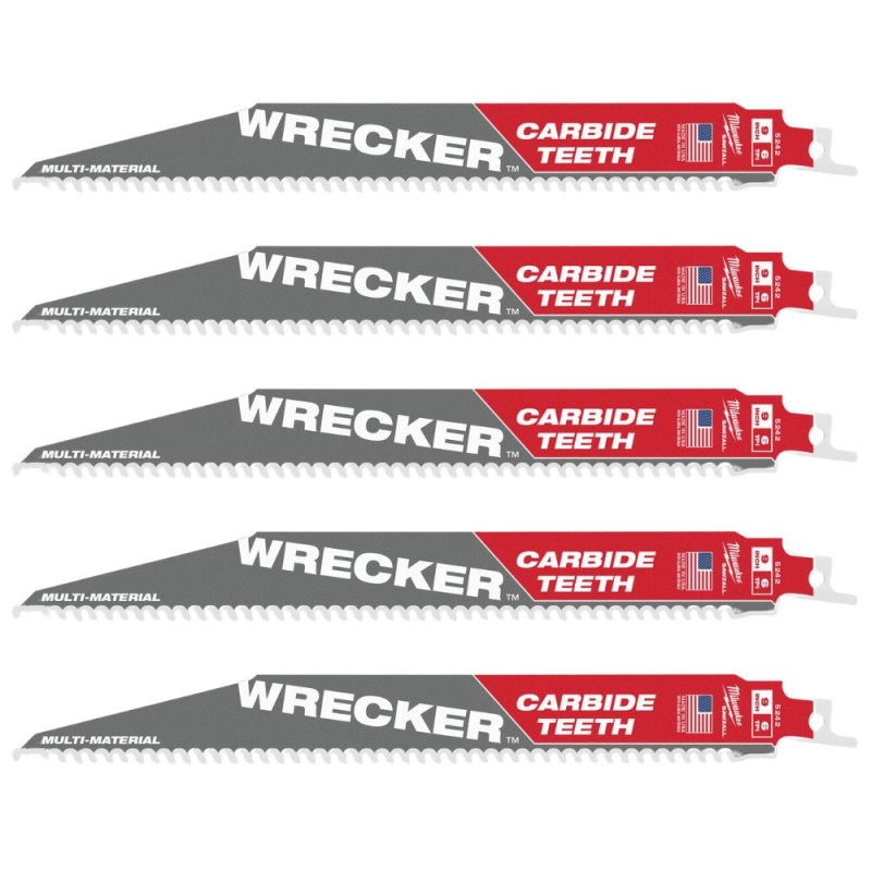 Pjūkleliai karbidiniais dantimis MILWAUKEE Wrecker 230mm 6tpi, 5vnt. 1