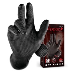Vienkartinės nitrilinės pirštinės GRIPPAZ 246BK, 50vnt., juodos