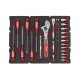 35-ių dalių terkšlės ir atsuktuvų rinkinys MILWAUKEE Packout stalčiui 1/4" 1