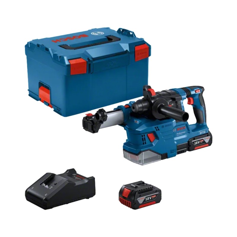 Akumuliatorinis perforatorius BOSCH GBH 18V-22 + GDE 18V-12 2x4.0Ah LB 1