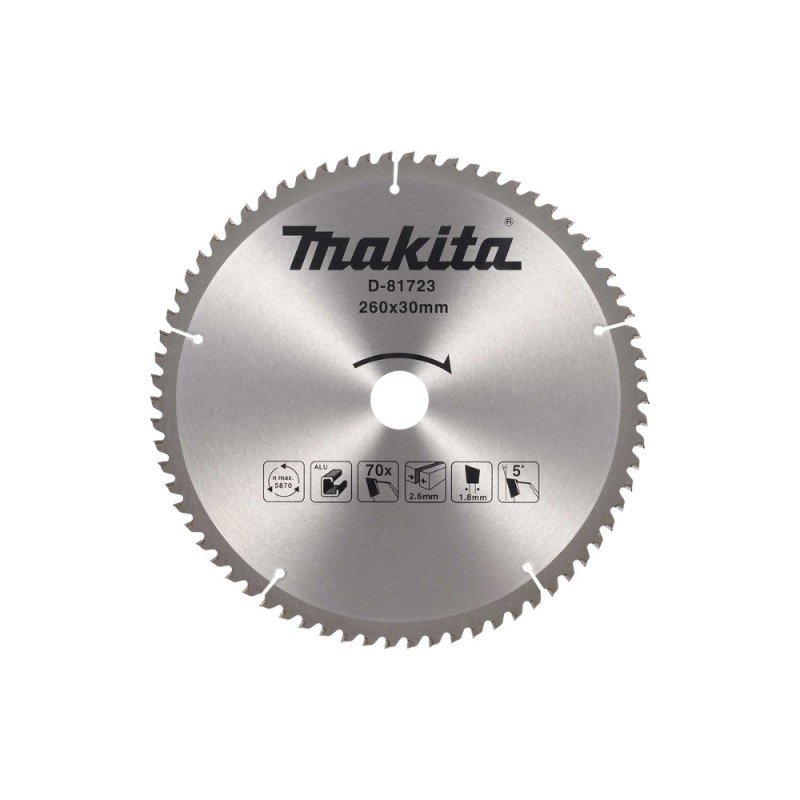 Pjovimo diskas aliuminiui MAKITA 260x30 70T -5° 1 Pjovimo diskas aliuminiui MAKITA 260x30 70T -5° 1