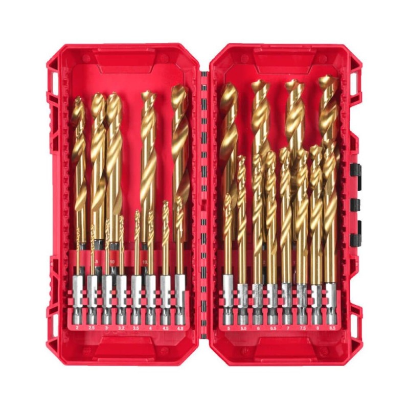 25 dalių metalo grąžtų rinkinys MILWAUKEE ShockWave 1/4" HSS-G TIN 1 25 dalių metalo grąžtų rinkinys MILWAUKEE ShockWave 1/4" HSS-G TIN 1