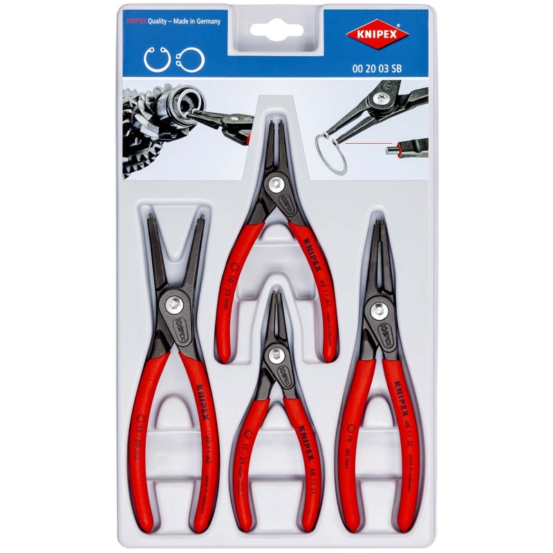 4 dalių preciziškų replių rinkinys fiksavimo žiedams KNIPEX 002003SB 1