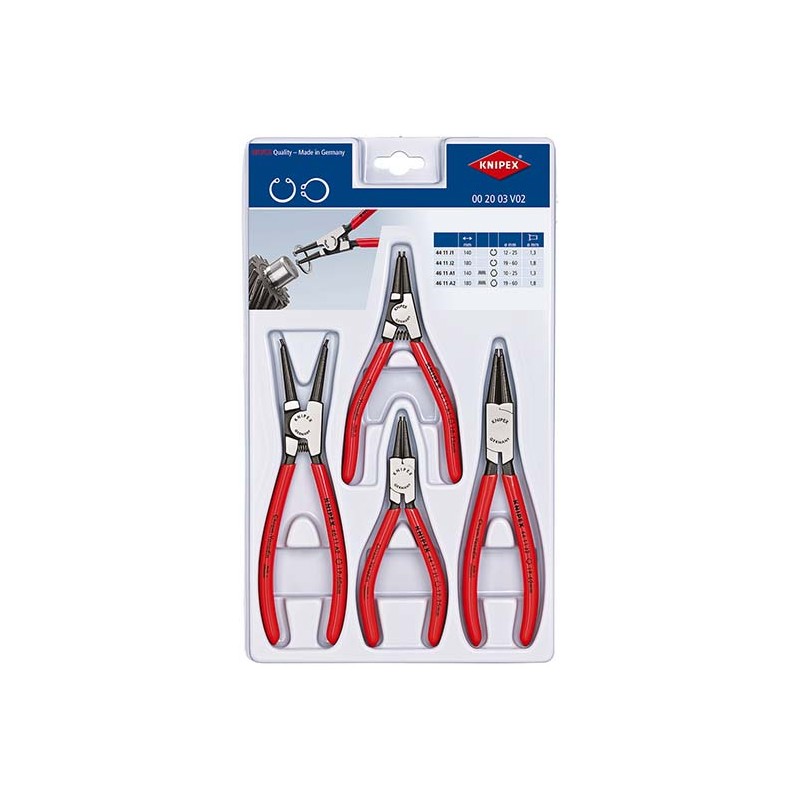 4 dalių preciziškų replių rinkinys fiksavimo žiedams KNIPEX 002003V02 1