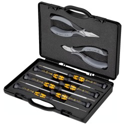 Antistatinis 8 dalių elektriko replių ir atsuktuvų rinkinys ESD KNIPEX 002018
