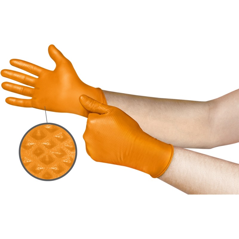 Vienkartinės nitrilinės pirštinės ANSELL Microflex Mega Grip 93-256, 100vnt., oranžinės 1 Vienkartinės nitrilinės pirštinės ANSELL Microflex Mega Grip 93-256, 100vnt., oranžinės 1