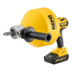 Akumuliatorinis kanalizacijos vamzdžių valymo prietaisas REMS Mini–Cobra S 22V VE Set L-Boxx H