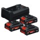 Akumuliatoriaus ir įkroviklio komplektas BOSCH Expert 3xEXBA18V-40, GAL 12V/18V-80 CT 1