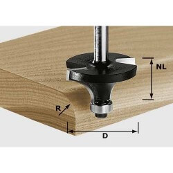 Apvalinimo freza FESTOOL HW S8 D25.5/R6.35 KL, kotelis 8 mm