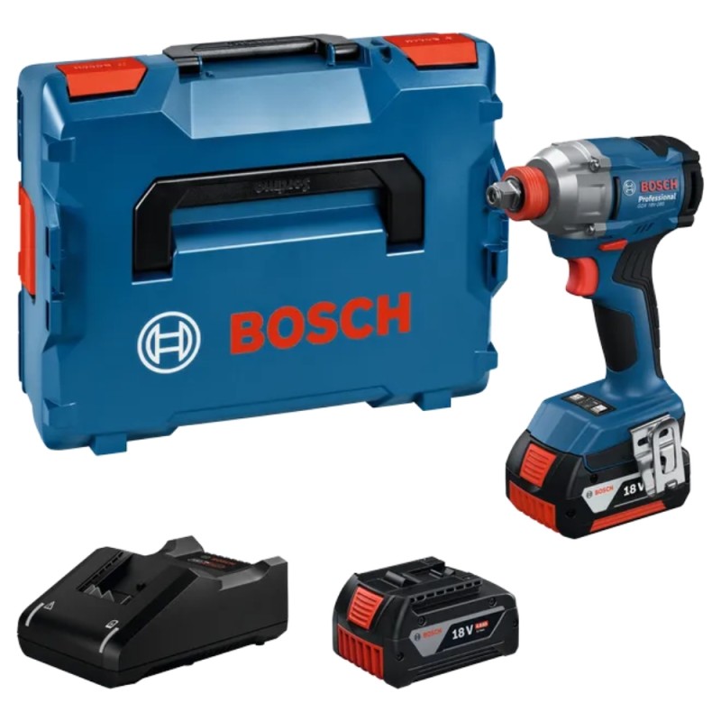 Akumuliatorinis smūginis suktuvas, veržliasukis BOSCH GDX 18V-285 2x4,0Ah, GAL 18V-40, LB 1