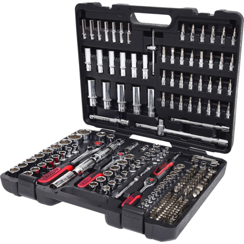 195 dalių chromuotų įrankių rinkinys KS TOOLS 1/4", 3/8", 1/2" 1