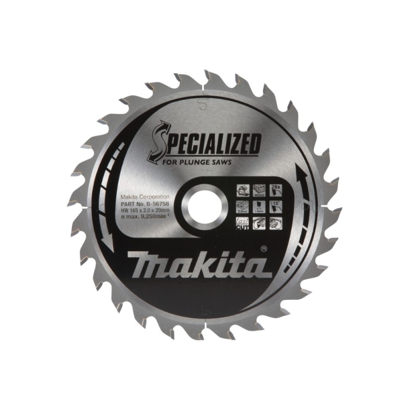 Pjovimo diskas medienai MAKITA 165x2x20mm 28T 15° 1