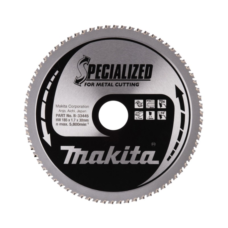 Pjovimo diskas metalui MAKITA 185x1,7x30mm T70 -10° 1 Pjovimo diskas metalui MAKITA 185x1,7x30mm T70 -10° 1
