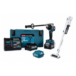 Akumuliatorinio gręžtuvo, dulkių siurblio ir USB įkrovimo adapterio rinkinys MAKITA DF001+