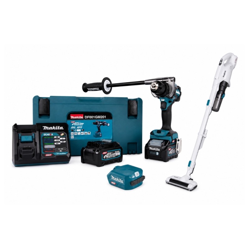 Akumuliatorinio gręžtuvo, dulkių siurblio ir USB įkrovimo adapterio rinkinys MAKITA DF001+ 1