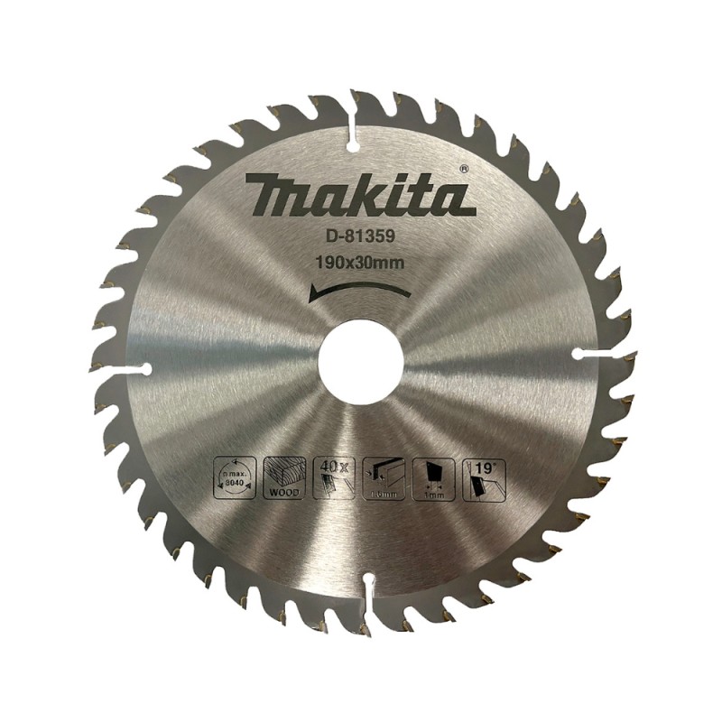 Pjovimo diskas medienai MAKITA 190x30x1,6mm 40T 19° 1 Pjovimo diskas medienai MAKITA 190x30x1,6mm 40T 19° 1