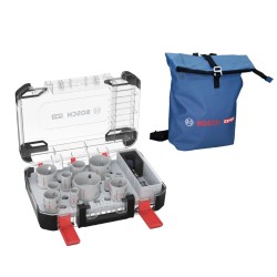 14 dalių gręžimo karūnų rinkinys BOSCH Multi Material PC Plus su kuprine