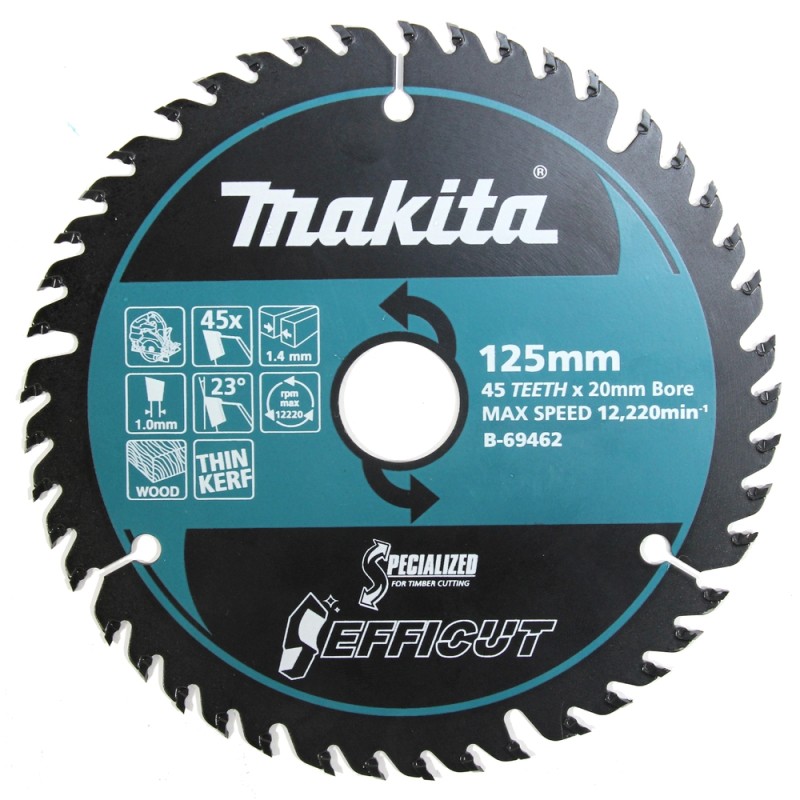 Pjovimo diskas medienai MAKITA Efficut 125x20x1,4mm 45T 1 Pjovimo diskas medienai MAKITA Efficut 125x20x1,4mm 45T 1