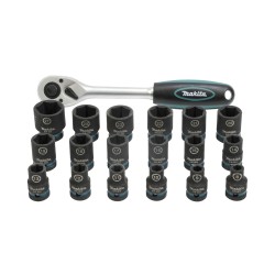 19 dalių smūginių sukimo galvučių ir terkšlės rinkinys MAKITA Impact Black