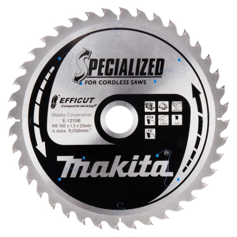 Diskas kompozitinei dangai MAKITA HM 165x20x1,5mm Z-40 1