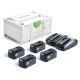 Akumuliatorių ir įkroviklio rinkinys FESTOOL SYS 18V 4x5,0/TCL 6 DUO 1