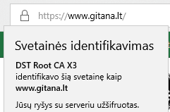 Duomenų apsauga - Gitana SSL Edge naršyklėje