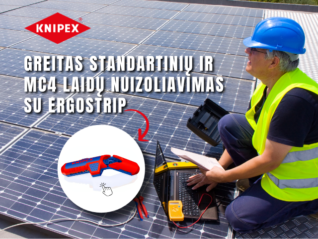 Universalus nuizoliavimo įrankis saulės fotovoltinių sistemų instaliacijai i&scaron; KNIPEX