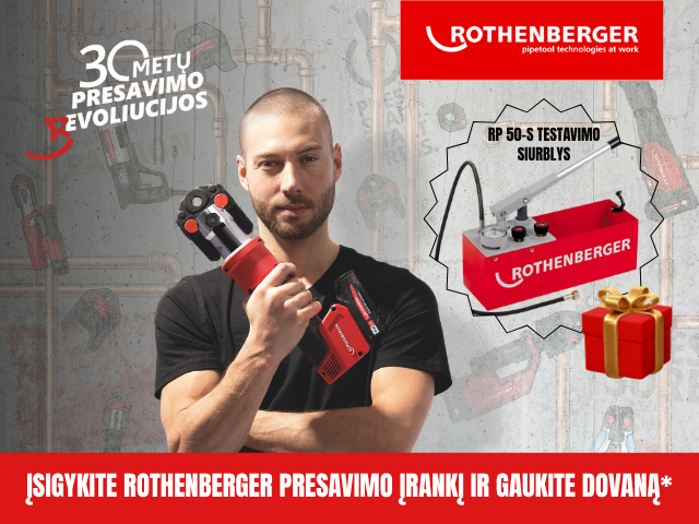 Įsigykite ROTHENBERGER presavimo įrankį ir gaukite DOVANĄ