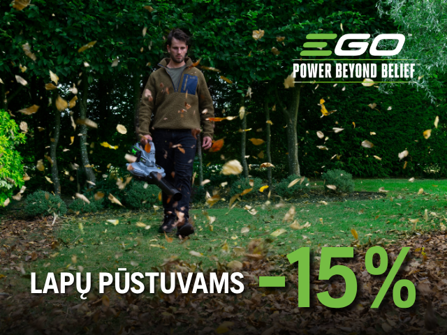 EGO Power+ lapų pūstuvams -15% nuolaida